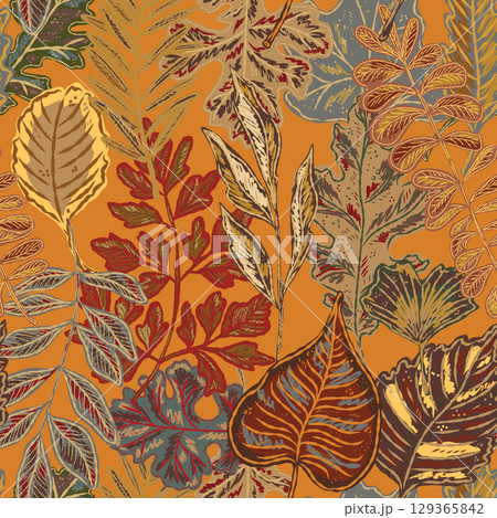 seamless pattern with tropical plants seamless pattern with tropical plants 129365842