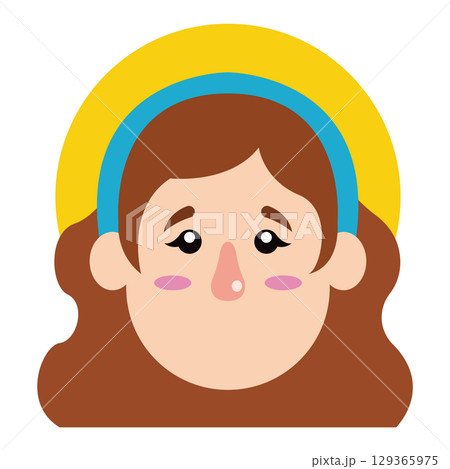Virgin Mary head with halo. Vector Virgin Mary head with halo. Vector 129365975