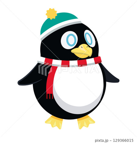 Winter penguin with beanie hat. Vector Winter penguin with beanie hat. Vector 129366015