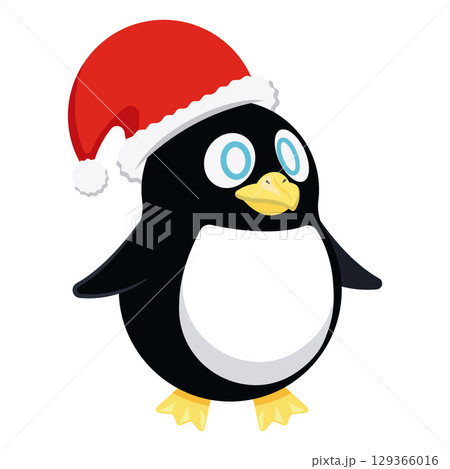 Cute penguin wearing santa hat. Vector Cute penguin wearing santa hat. Vector 129366016