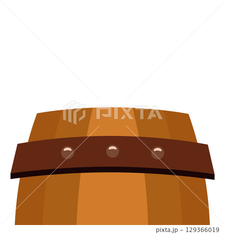 Wooden barrel with strap. Vector 129366019