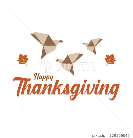 Origami birds thanksgiving. Vector 129366042