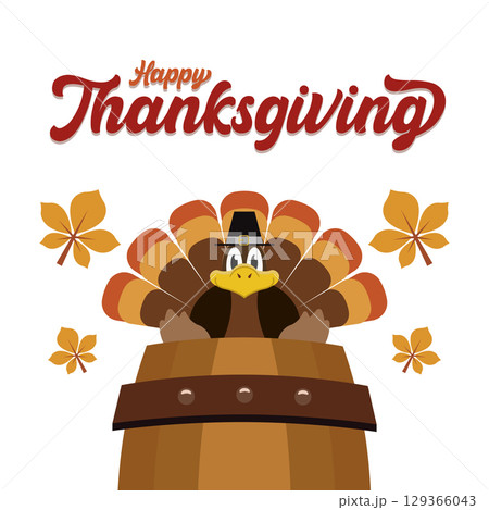 Turkey peeking from barrel. Vector Turkey peeking from barrel. Vector 129366043