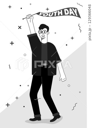 Celebrating Youth Day A Young Man with a Flag Celebrating Youth Day A Young Man with a Flag 129366048