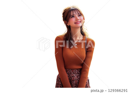 【背景透過】 秋の旅行を楽しむ女性の切り抜きイラスト素材 【背景透過】 秋の旅行を楽しむ女性の切り抜きイラスト素材 129366291