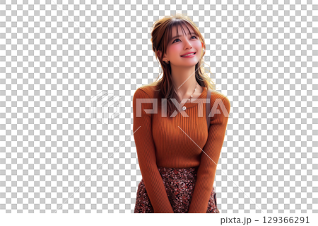 【背景透過】 秋の旅行を楽しむ女性の切り抜きイラスト素材 【背景透過】 秋の旅行を楽しむ女性の切り抜きイラスト素材 129366291