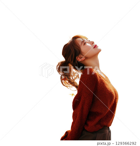 【背景透過】 秋の旅行を楽しむ女性の切り抜きイラスト素材 【背景透過】 秋の旅行を楽しむ女性の切り抜きイラスト素材 129366292