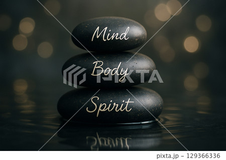 Balanced Zen Stones for Encouraging Relaxation and Emotional Wellbeing. Zen balance and tranquility 129366336