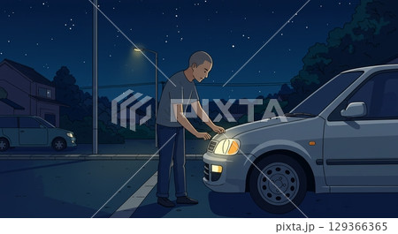 最高のパフォーマンスのために！夜間の愛車点検 129366365