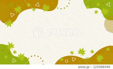 秋をイメージした抽象的な幾何学模様のフレーム素材 背景素材 16:9サイズ 129366440