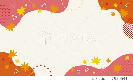秋をイメージした抽象的な幾何学模様のフレーム素材 背景素材 16:9サイズ 秋をイメージした抽象的な幾何学模様のフレーム素材 背景素材 16:9サイズ 129366443