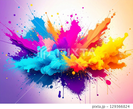 カラフルなスプレーのインクが噴き出す背景 カラフルなスプレーのインクが噴き出す背景 129366824
