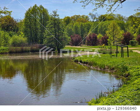 Tranquil River Landscape on a Sunny Day Tranquil River Landscape on a Sunny Day 129366840