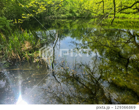 View of the Mysterious Black Lake 129366869