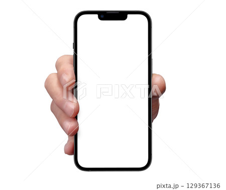 スマートフォンを持つ手の画像合成用素材 スマートフォンを持つ手の画像合成用素材 129367136