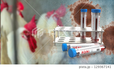 The Blood Tube for avian influenza or bird flu concept 3d Rendering. 129367141