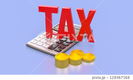 The Calculator and coins for TAX or Business concept 3d Rendering. 129367168