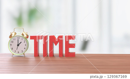 The Alarm clock and Text for Time concept 3d Rendering. The Alarm clock and Text for Time concept 3d Rendering. 129367169