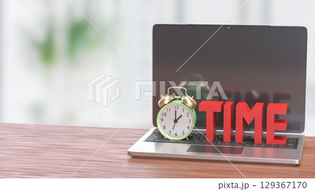 The Alarm clock and Text for Time concept 3d Rendering. 129367170