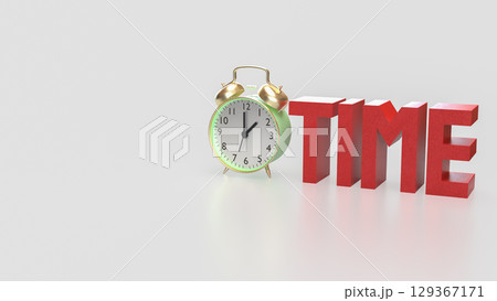 The Alarm clock and Text for Time concept 3d Rendering. 129367171
