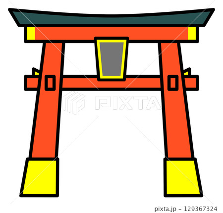 神社や仏閣にある魔除けや結界の神秘的な鳥居イラスト 神社や仏閣にある魔除けや結界の神秘的な鳥居イラスト 129367324
