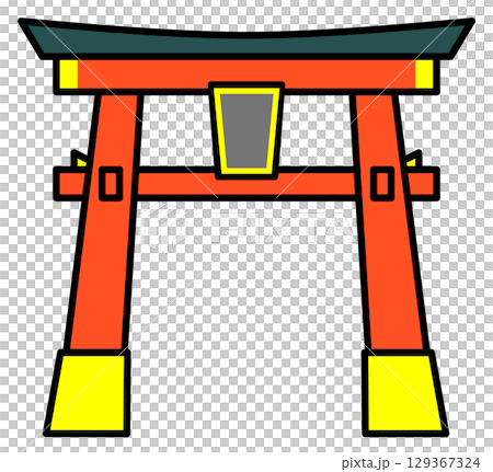 Mysterious torii gate illustrations for talismans and barriers at shrines and temples 129367324