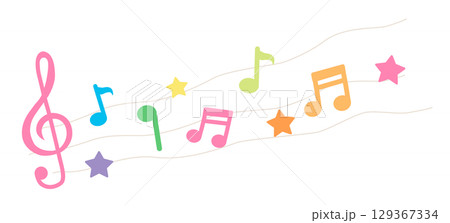 カラフルな音符のイラスト カラフルな音符のイラスト 129367334