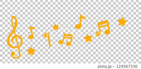 可愛い音符のイラスト　オレンジ色 129367336
