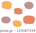 オレンジと黄色の手描きのふきだしセット 129367339