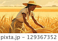 畑仕事をする女性 129367352