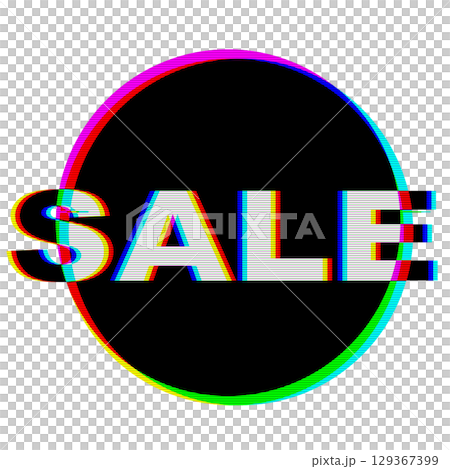 Retro Glitch Effect Text Sale Graphic in Neon Colors for 80s, Y2K Aesthetic 129367399