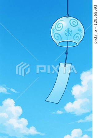 夏の青空と風鈴 129368093