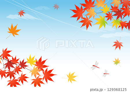 紅葉が美しい秋の背景_ベクターイラスト 129368125