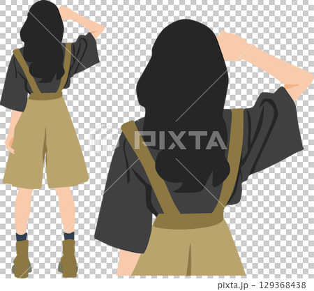 考え事をする女性のイラスト	 129368438