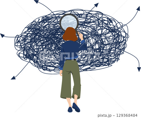 考え事をする女性のイラスト	 129368484