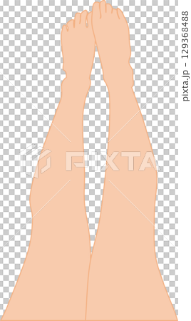 一個人在泳池邊將腿伸入泳池的插圖 129368488