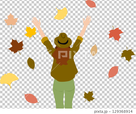 Illustration of fallen leaves in autumn 129368914