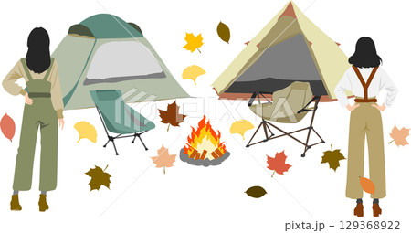 秋の落ち葉のイラスト 129368922