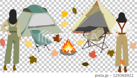 秋の落ち葉のイラスト 129368922