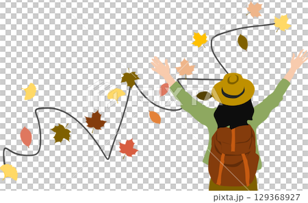 秋の落ち葉のイラスト 129368927