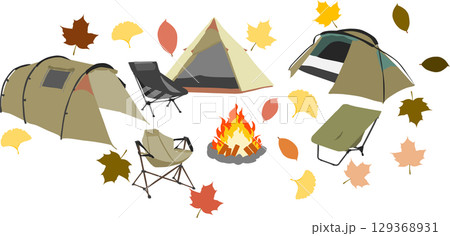 秋の落ち葉のイラスト 129368931