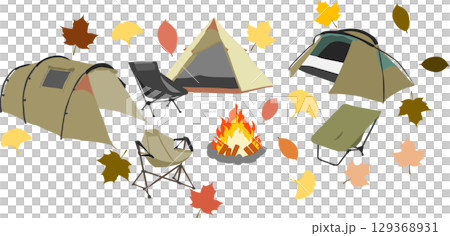 秋の落ち葉のイラスト 129368931