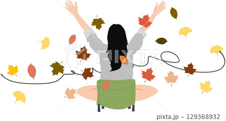 秋の落ち葉のイラスト 秋の落ち葉のイラスト 129368932