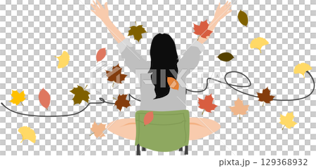 Illustration of fallen leaves in autumn 129368932