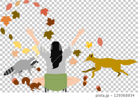Illustration of fallen leaves in autumn 129368934