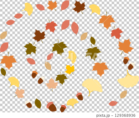 Illustration of fallen leaves in autumn 129368936