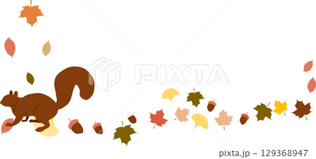 秋の落ち葉のイラスト 129368947