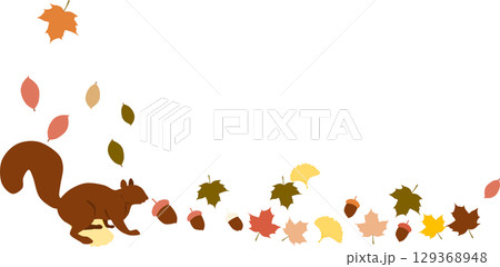秋の落ち葉のイラスト 129368948