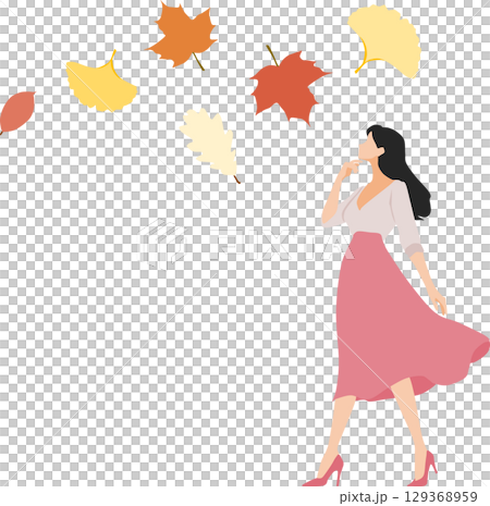 Illustration of fallen leaves in autumn Illustration of fallen leaves in autumn 129368959
