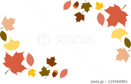秋の落ち葉のイラスト 秋の落ち葉のイラスト 129368961